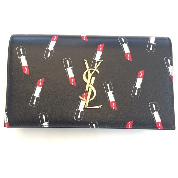 Saint Laurent Monogram Kate Limited
Edition Lipstick Print Black Leather Clutch - Picture 6 of 8